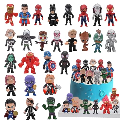 Mini superheld Figuren Set, 26 Stück Mini Action Figuren Set, Kuchen Dekoration, Figuren Cake Topper, Cartoons Kuchen Topper, Spielzeug Figuren Set, Tortendeko Figuren, für Kinder Geburtstagsfeiern Mini superheld Figuren Set, 26 Stück Mini Action Figuren Set, Kuchen Dekoration, Figuren Cake Topper, Cartoons Kuchen Topper, Spielzeug Figuren Set, Tortendeko Figuren, für Kinder Geburtstagsfeiern von YISKY