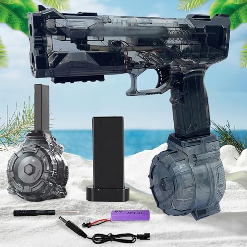 One Touch Automatische Wasserpistole, Elektrische Wasserpistole für Erwachsene und Kinder, Transparente automatische Wasserpistole mit 500ml + 50ml Große Kapazität, für Sommer Pool Beach One Touch Automatische Wasserpistole, Elektrische Wasserpistole für Erwachsene und Kinder, Transparente automatische Wasserpistole mit 500ml + 50ml Große Kapazität, für Sommer Pool Beach von YISKY