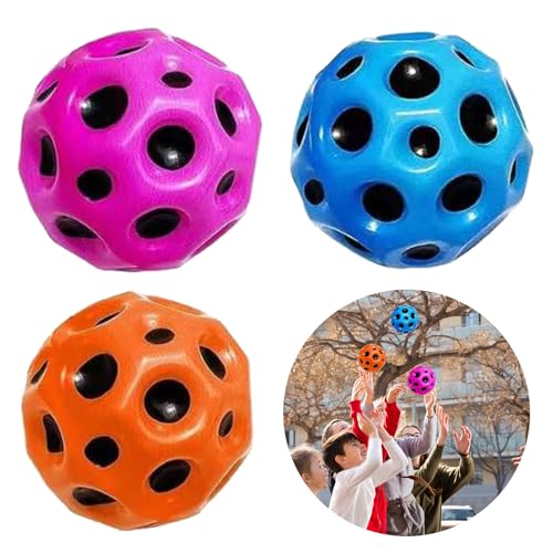 Sprünge Gummiball, 3 Stück Moon Ball, Space Ball Mini Bouncing Ball Toy, Astro Jump Ball Bounce Ball, 7 cm Space Ball Moon Ball, Bounce-Loch-Ball, Spielzeug Planeten Hüpfbälle für Kinder im Freien von YISKY