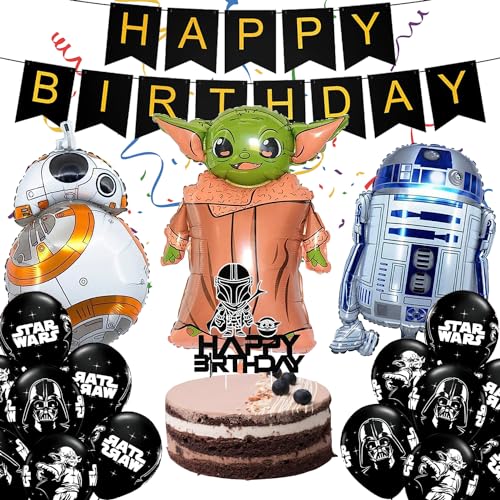 Star Wars Ballons, Star Wars Party Luftballons, Yoda Party Balloons, Star Wars Luftballons, Star Wars Folienballon, Yoda Geburtstag Dekoration Set, Star Krieg Geburtstagsdeko von YISKY