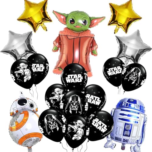 Star Wars Ballons, Star Wars Party Luftballons, Yoda Party Balloons, Star Wars Luftballons, Star Wars Folienballon, Yoda Geburtstag Dekoration Set, Star Krieg Geburtstagsdeko von YISKY