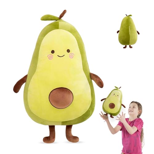 YISKY Avocado Kissen Kuscheltier, 36 cm Plüsch Tier Avocado, Avocado Kissen, Kissen aus Plüsch mit Avocado, Spielzeugkissen grüne Avocado, Fruchtkissen Stofftiere, Geschenk Für Kinder/Erwachsene von YISKY