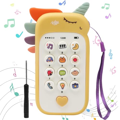 YISKY Baby Telefon Spielzeug, Baby Handy Spielzeug ab 3 Monate, Baby Handy Musikspielzeug, Lernspaß Smart Phone, Spielzeughandy mit Musiklichten, Sound, Lachlieder-Dialog, Verschiedenen Melodien von YISKY