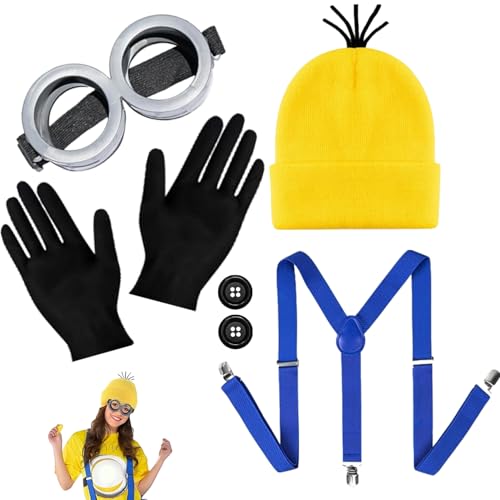 YISKY Halloween Kostüm Cosplay Kostüm Halloween Mütze Cosplay Brille Handschuhe Knöpfe Hosenträger Karneval Kostüm für Damen Herren Kinder YISKY Halloween Kostüm Cosplay Kostüm Halloween Mütze Cosplay Brille Handschuhe Knöpfe Hosenträger Karneval Kostüm für Damen Herren Kinder von YISKY