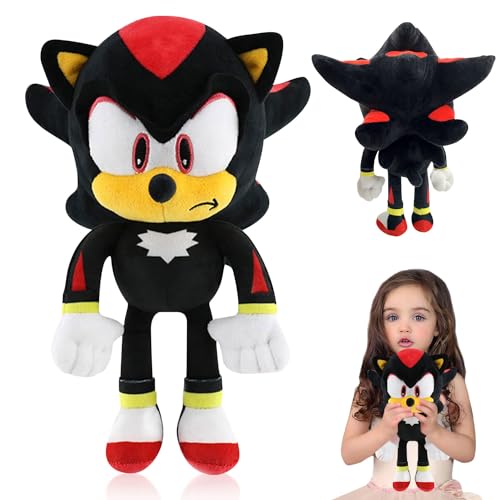 S-onic Tails Kuscheltier, 30cm Plüschfigur, Kinder Plüschpuppen, Cartoon Anime Spielzeug, Knuckles Plüschtier, Gefüllte Plüsch für Mädchen Jungen, Schwarz von YISKY