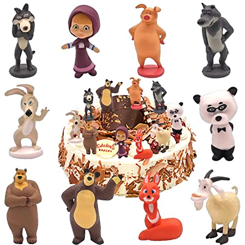 YISKY Mascha Cupcake Figuren, 10 Stück Mascha und der Bär Mini Figuren Set, Masha Mini Figuren Set Geburtstags Party, Bär Mini Figuren, Party Kuchen Dekoration Lieferungen für Kinder Geburtstag Deko YISKY Mascha Cupcake Figuren, 10 Stück Mascha und der Bär Mini Figuren Set, Masha Mini Figuren Set Geburtstags Party, Bär Mini Figuren, Party Kuchen Dekoration Lieferungen für Kinder Geburtstag Deko von YISKY
