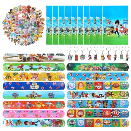 Mitgebsel Kindergeburtstag, 85 Stück Dog Patrol Party Mitgebsel Set, 10pcs Patrol Schlüsselanhänger, 10Pcs Geschenktüten, 15 Patrol Slap Armband, 50Pcs Patrol Aufkleber, Gastgeschenke Kinder Hund Mitgebsel Kindergeburtstag, 85 Stück Dog Patrol Party Mitgebsel Set, 10pcs Patrol Schlüsselanhänger, 10Pcs Geschenktüten, 15 Patrol Slap Armband, 50Pcs Patrol Aufkleber, Gastgeschenke Kinder Hund von YISKY
