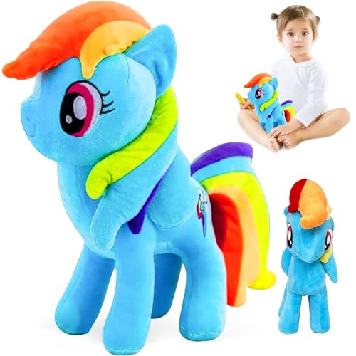 YISKY My Little Pony Kuscheltier, 20 cm Pferd Plüschtier, Stofftier Pony Regenbogen, Pferd Lustiges Plüsch Puppe, Geschenke Kuscheltier für Kinder, Mädchen und Jungen, Fans und Sammler (Blau) von YISKY