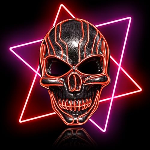YISKY Halloween LED Mask, Led Licht Totenkopf Masken, Halloween Handgemacht Maske mit 3 Blitzmodi, The Purge Maske, LED Grusel Maske für Party Halloween Fasching Karneval Kostüm Cosplay Dekoration YISKY Halloween LED Mask, Led Licht Totenkopf Masken, Halloween Handgemacht Maske mit 3 Blitzmodi, The Purge Maske, LED Grusel Maske für Party Halloween Fasching Karneval Kostüm Cosplay Dekoration von YISKY