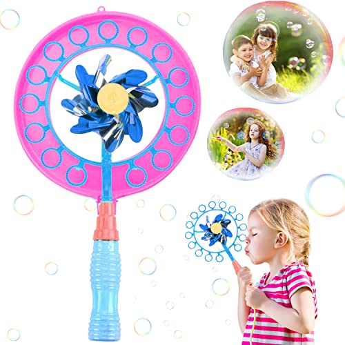 Seifenblasen Windmühle mit Seifenlauge, Seifenblasenstab Set mit Teller und Seifenblasenwasser, für Kinder ab 36 Monaten & Erwachsene (A) von YISKY