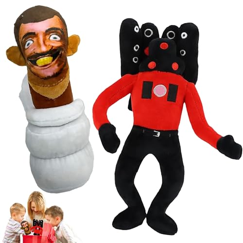 YISKY Skibidi Toilet Plush, 2 Stücke Skibidi Toilet Cartoon Plush Doll, Skibidi Toilet Toy, Stuffed Skibidi Toilet Plush Figure, Titan Speakerman Stuffed Toys, Plüschtier Kuscheltier für Spielfans von YISKY