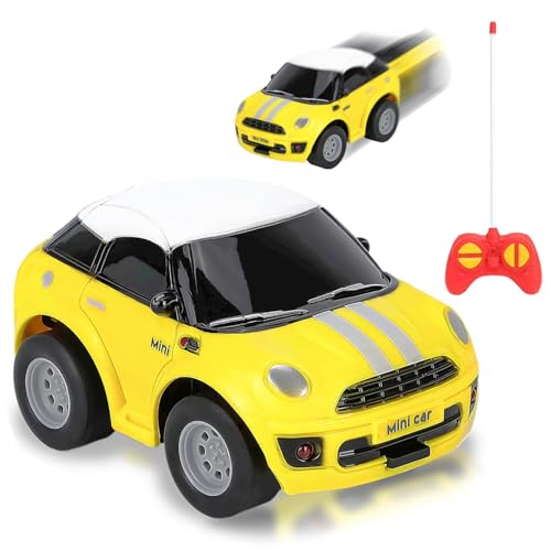 Spielzeug Auto ab 3 4 Jahre, 2.4 GHz Jungen Ferngesteuertes Auto, Remote Control Car Kinder, Robust Mini RC Au-to, Spielzeugauto Rennauto mit Fernbedienung, Geschenk für Junge Mädchen 3+ Jahre (Gelb) von YISKY