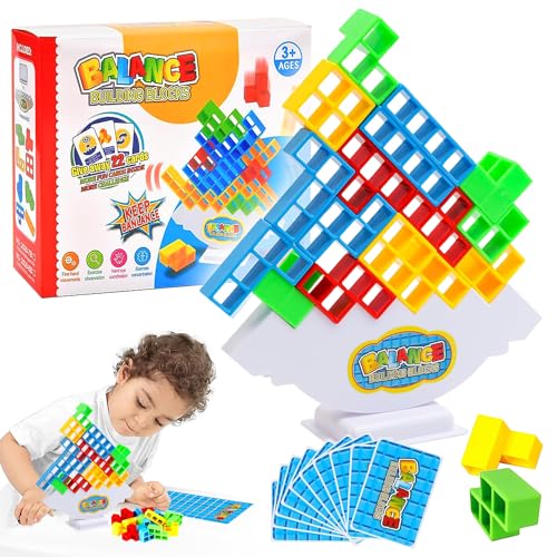 YISKY Tetra Tower Balance Spiel, 16pcs Kinder Bausteine Balancespiel, Dekompression Balance Bausteine, Tetris Spiele DIY Zusammenba, Tetra Tower Spiel Puzzlespiele-Geschenke für Jungen und Mädchen von YISKY