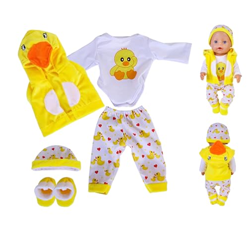 Baby-Puppen-Kleidung, Baby-Puppen-Kleidung für Baby-Puppen 35-43 cm, Puppen-Kleider-Set, Puppen-Kostüm-Set für Jungen und Mädchen, Zubehör für Puppen (gelb) von YITULOU