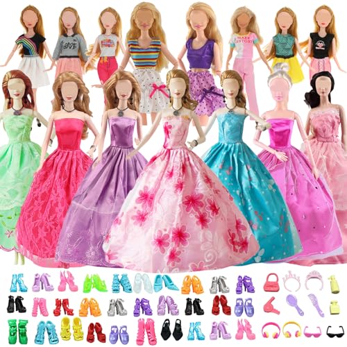 Puppenkleidung kompatibel mit Barbie Kleidung, 6 Brautkleider, 3 modische Kleider, 1 Oberteil, Hose, 1 Körbchen, 1 Kopfhörer, 8 Badeanzüge, 10 Paar Schuhe für 11,5 Zoll Puppen im Weihnachtsurlaub Puppenkleidung kompatibel mit Barbie Kleidung, 6 Brautkleider, 3 modische Kleider, 1 Oberteil, Hose, 1 Körbchen, 1 Kopfhörer, 8 Badeanzüge, 10 Paar Schuhe für 11,5 Zoll Puppen im Weihnachtsurlaub von YITULOU
