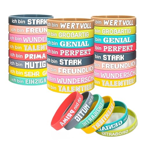 YIUWOD 24 StüCk MotivationsarmbäNder Kinder - Silikonarmband - MotivationsarmbäNder - Geeignet füR Geburtstagsfeiern, Campuspartys, Abschlussfeiern, Hochzeiten, Familienfeiern YIUWOD 24 StüCk MotivationsarmbäNder Kinder - Silikonarmband - MotivationsarmbäNder - Geeignet füR Geburtstagsfeiern, Campuspartys, Abschlussfeiern, Hochzeiten, Familienfeiern von YIUWOD