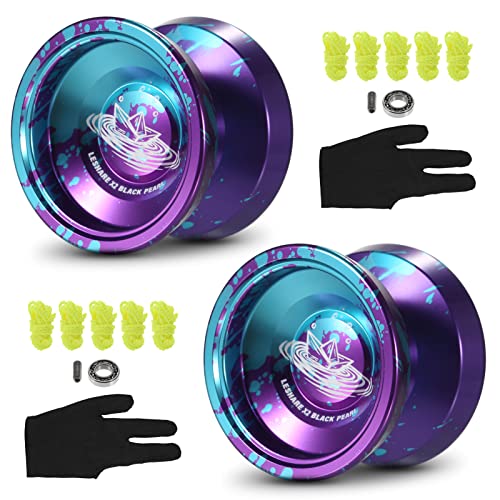 YIWENG 2er-Pack Aluminium-Yo-Yo-Kugeln Wettbewerbsfähiges Yo-Yo-Geschenk mit Lagerschnüren und Handschuhen,wettbewerbsfähiger Yoyo-Ball von YIWENG