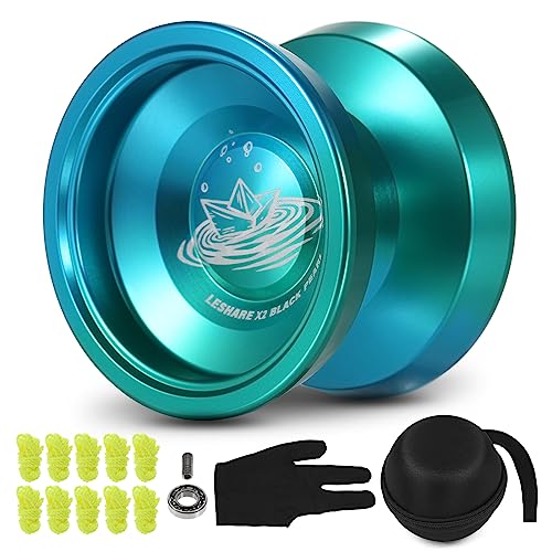 YIWENG Aluminium-Yo-Yo-Ball,Wettkampf-Yo-Yo-Geschenk mit Tragschnüren,Handschuh und Aufbewahrungskoffer,Aluminum yoyo Ball von YIWENG