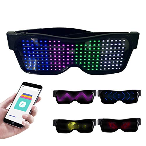 YIWENG Personalisierte LED-Brille Brille, BT, LED, bunte Brille, leuchtende Brille, DIY-Nachrichten, 31 Animationen, 11 Bilder, Musikmodus, Leuchtspielzeug für Halloween, Party, Rave Musik YIWENG Personalisierte LED-Brille Brille, BT, LED, bunte Brille, leuchtende Brille, DIY-Nachrichten, 31 Animationen, 11 Bilder, Musikmodus, Leuchtspielzeug für Halloween, Party, Rave Musik von YIWENG