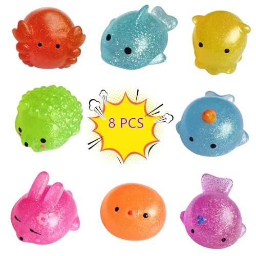 8PCS Glittery Jumbo Squishies Spielzeug,Stress Relieving Spielzeug,Kids Party für Tier Mochi,Kind Geburtstag Party, Klassenzimmer Preise,Goodie Taschen Stuffers für Kinder von YIWLFQH