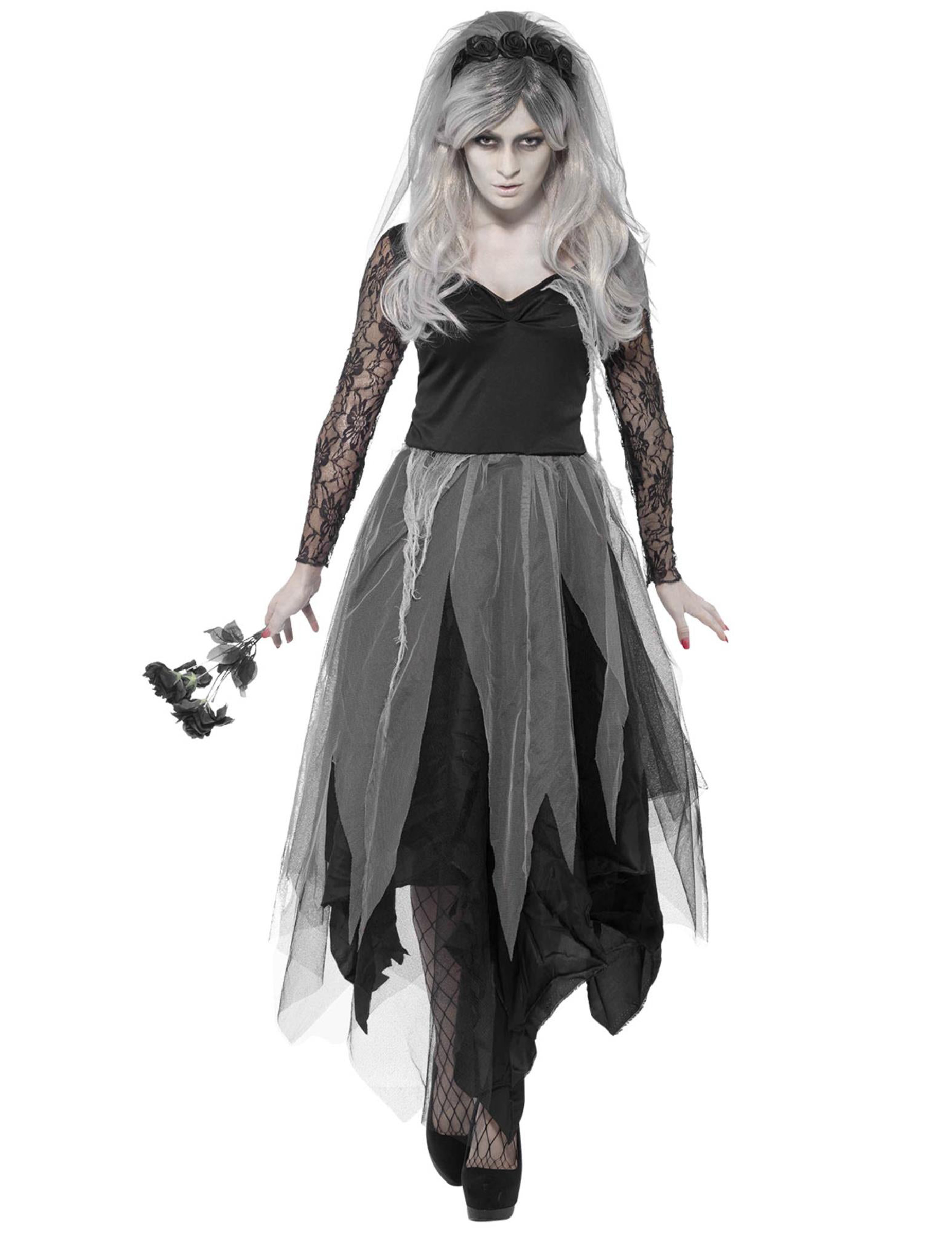 Finstere Geisterbraut Halloween-Kostüm für Damen schwarz-grau Finstere Geisterbraut Halloween-Kostüm für Damen schwarz-grau von YIWU YUTING
