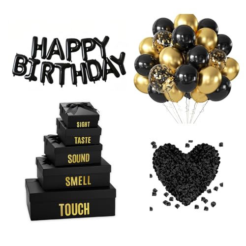 Five Senses Gift for Birthday 5 Senses Gift Boxes for Him Black Nesting Gift Boxes With Lids for Presents Five Senses Birthday Gifts for Husband Boyfriend Five Senses Gift for Birthday 5 Senses Gift Boxes for Him Black Nesting Gift Boxes With Lids for Presents Five Senses Birthday Gifts for Husband Boyfriend von YIXAXKAO