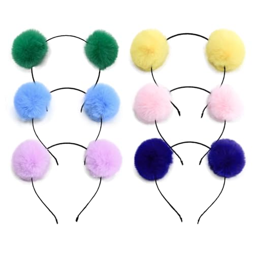 YIXAXKAO Bärenohren-Haarband, bunt, Tierohren, Haarband, Halloween-Kostüm, Zubehör für Damen, 6 Stück, Verschiedene Farben., Eine Größe passt meistens von YIXAXKAO