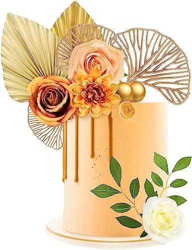 Boho Tortenaufsatz Tortendeko Blumen Tortendeko Kugeln Deko Torte Palmblätter Kuchendekoration 11Stk für Männer Frau DIY Geburtstag Babyparty Braut tortendekoration von YIYICO