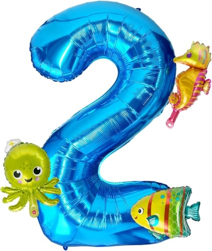 4Pcs Meerestiere Ballons, 40 Inch Luftballon 2. Geburtstag Junge, Meerestiere Folienballon, Ozean Deko, Geeignet für Kindergeburtstage und Ozean Themenpartys 4Pcs Meerestiere Ballons, 40 Inch Luftballon 2. Geburtstag Junge, Meerestiere Folienballon, Ozean Deko, Geeignet für Kindergeburtstage und Ozean Themenpartys von YIZHIXIANGQ