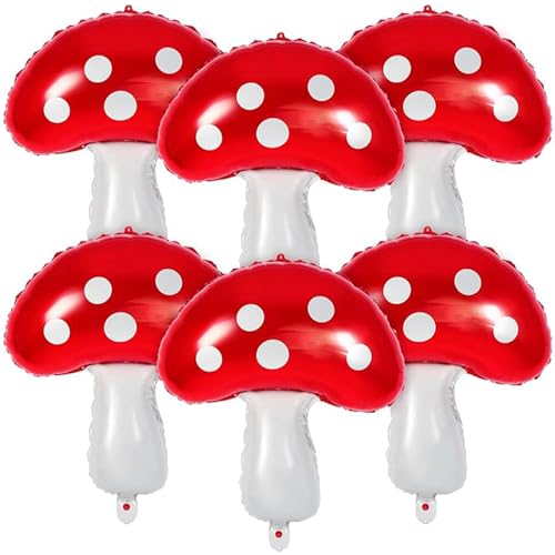 6Pcs Pilz Ballon 31 Zoll, Luftballons Pilz,Pilz Deko Geburtstag,Folienballon Geburtstag,Geeignet für Wald-Themenparty, Parkparty, Geburtstagsfeier von YIZHIXIANGQ