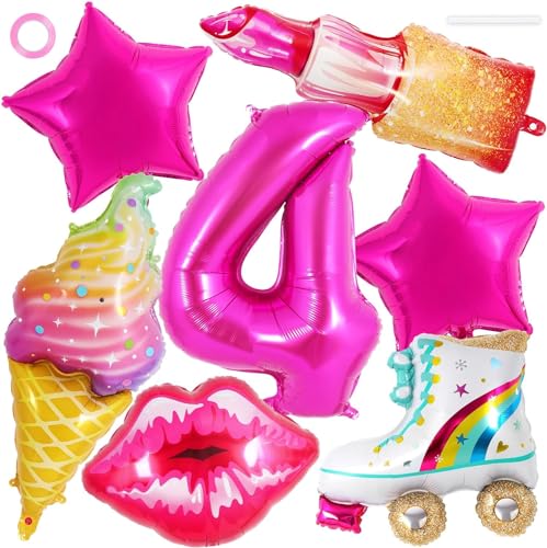 Folienballon Lippen, 6pcs geburtstagsdekoration 4 jahre,Lippenstift Ballon, Eiscreme Ballons, Ballon Rollschuhe, Stern Ballons, Geeignet für Geburtstagsballons für 4-Jährige Mädchen Folienballon Lippen, 6pcs geburtstagsdekoration 4 jahre,Lippenstift Ballon, Eiscreme Ballons, Ballon Rollschuhe, Stern Ballons, Geeignet für Geburtstagsballons für 4-Jährige Mädchen von YIZHIXIANGQ
