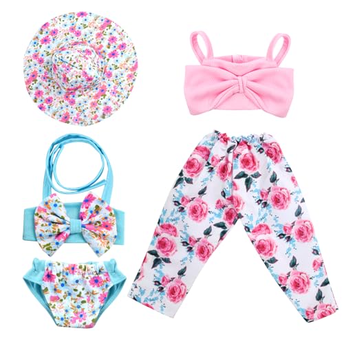 Puppenkleidung Sommer, Kleidung Outfits für Baby Puppen, Baby Puppe Kleidung, Schwimm-Set für Puppen, Puppenkleidung Set 35-45 cm, Puppenzubehör mit Hut, Badeanzug von YIZHIXIANGQ