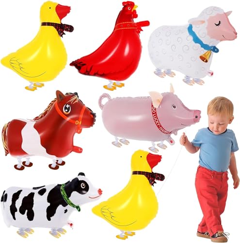 Walking Tier Ballons, 6pcs Bauernhoftiere Ballon, Folienballon Haustier, Folienluftballon Tiere, Ballon Tiere, Geeignet für Bauernhof-Geburtstagsdekorations-Tierballons von YIZHIXIANGQ