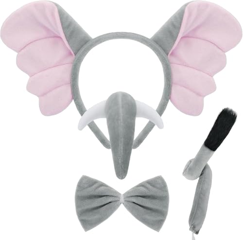 YIZHIXIANGQ Elefanten Ohren Haarreif, Elefanten Kostüm Kinder, Tier Kostüm Kinder, Tier Haarreif Kinder, Verkleidung Kinder Tiere mit Nasen, Schwanz, Fliege, für Karneval, Halloween YIZHIXIANGQ Elefanten Ohren Haarreif, Elefanten Kostüm Kinder, Tier Kostüm Kinder, Tier Haarreif Kinder, Verkleidung Kinder Tiere mit Nasen, Schwanz, Fliege, für Karneval, Halloween von YIZHIXIANGQ