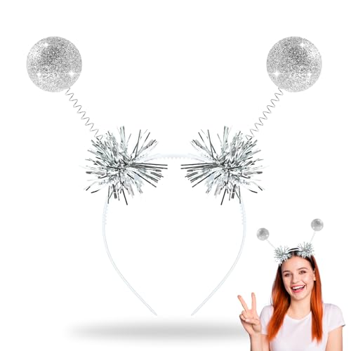 YIZHIXIANGQ Glitzer Alien Haarreif, Silber Haarband, Kopfschmuck, Unisex Pailletten Stirnband für Mottoparty, Outfit Party YIZHIXIANGQ Glitzer Alien Haarreif, Silber Haarband, Kopfschmuck, Unisex Pailletten Stirnband für Mottoparty, Outfit Party von YIZHIXIANGQ