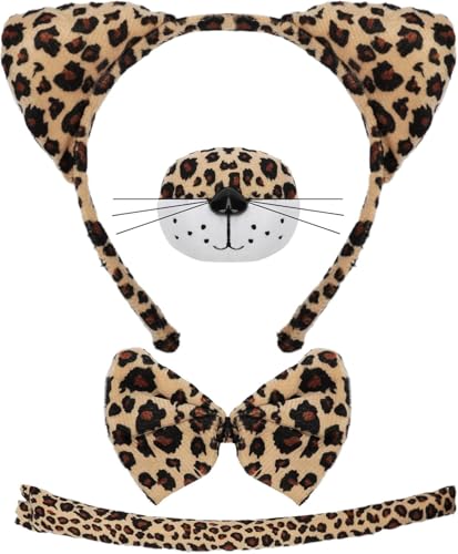 YIZHIXIANGQ Leopard Ohren Haarreif, Leopard Kostüm Set, Tier KostümKinder, Tiere Haarreif Kinder, Verkleidung Kinder Tiere mit Nasen, Schwanz, Fliege, für Karneval, Halloween YIZHIXIANGQ Leopard Ohren Haarreif, Leopard Kostüm Set, Tier KostümKinder, Tiere Haarreif Kinder, Verkleidung Kinder Tiere mit Nasen, Schwanz, Fliege, für Karneval, Halloween von YIZHIXIANGQ