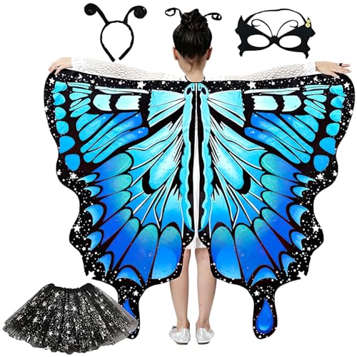 YIZHIXIANGQ Schmetterlingsflügel Kinder, 4pcs Schmetterling Kostüm, Schmetterlings Umhang Kinder, Schmetterlings Kostüm Kinder Mädchen, Geeignet für Mädchen zum Karneval, Rollenspielparty YIZHIXIANGQ Schmetterlingsflügel Kinder, 4pcs Schmetterling Kostüm, Schmetterlings Umhang Kinder, Schmetterlings Kostüm Kinder Mädchen, Geeignet für Mädchen zum Karneval, Rollenspielparty von YIZHIXIANGQ