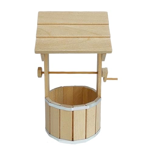 1/12 Puppenhäuser Gartendekorationen Holzbrunnenmodell mit funktionierendem Design für kreatives Modell, Handwerksprojekt, Display-Zubehör, Miniatur-Gartenzubehör von YIZITU