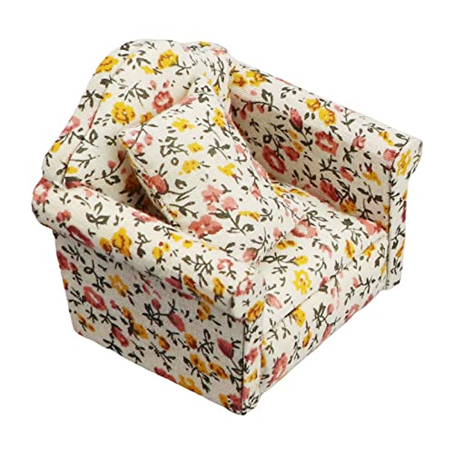 1/12 Sofa Sessel Holz Couch Spielzeug Blumensofa Werfen Kissen Für Doll House Möbel Rolle Für Spiel Accessoire Kinder von YIZITU