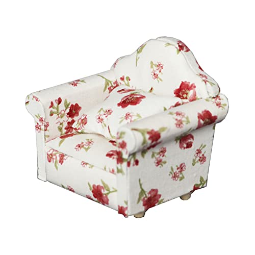 1/12 Sofa Sessel Holz Couch Spielzeug Blumensofa Werfen Kissen Für Doll House Möbel Rolle Für Spiel Accessoire Kinder von YIZITU