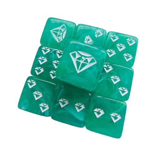 10 x Acryl-Schmuckmuster-Würfel, Rollenspiel, Tischspiel, sechsseitige runde Ecken, Mahjong-Zubehör, sechsseitiges Würfel-Set, runde Ecken von YIZITU