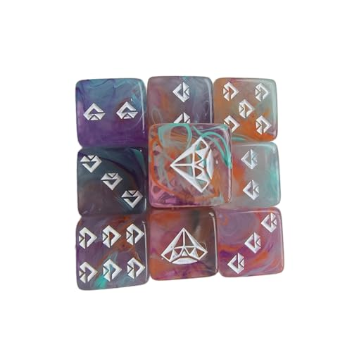 10 x Acryl-Schmuckmuster-Würfel, Rollenspiel, Tischspiel, sechsseitige runde Ecken, Mahjong-Zubehör, sechsseitiges Würfel-Set, runde Ecken von YIZITU