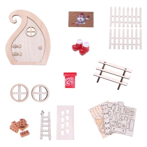 20 Stück Puppenhäuser Miniatur Urlaub Türen Weihnachtsdekoration Set Harz Holz Kreatives Projekt Holz Harz Puppenhäuser Weihnachtsschmuck von YIZITU