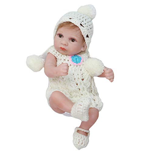 26 cm Mädchen Für Puppenbraune Augen Weißer Pyjamas Silicon Kleinkind Cry Babypuppenzubehör von YIZITU