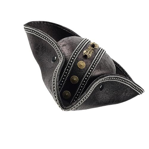 Bequemer Piratenhut aus PU-Leder für Erwachsene, Herren, Damen, Cosplay, Dreispitz für Halloween, Piratenkostüm, Zubehör, Steampunks, Kostümzubehör von YIZITU
