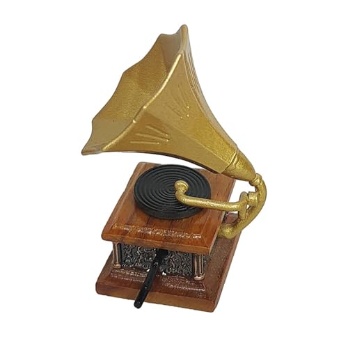 Detaillierter Miniatur-Phonograph, Puppenhäuser, Display, verschönert das Wohnzimmer, Spielzubehör, Puppenzimmer, Vintage-Grammophon-Figur Detaillierter Miniatur-Phonograph, Puppenhäuser, Display, verschönert das Wohnzimmer, Spielzubehör, Puppenzimmer, Vintage-Grammophon-Figur von YIZITU