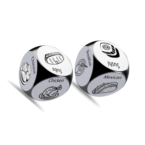 Dinnerauswahl, zufällige Würfel, Edelstahl, Tischspiel für Paare, Freunde, Familie, Spaß beim Ausgehen, Abendessen, Entscheidungsmacher Dinnerauswahl, zufällige Würfel, Edelstahl, Tischspiel für Paare, Freunde, Familie, Spaß beim Ausgehen, Abendessen, Entscheidungsmacher von YIZITU