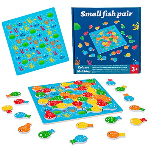 Fischpuzzlespiel Holzbrettform Passende Spiel Für Kinder Von 3 Bis 5 Jahren 50 Fischscheiben Bildungsspielzeug Für Jungen Mädchen von YIZITU