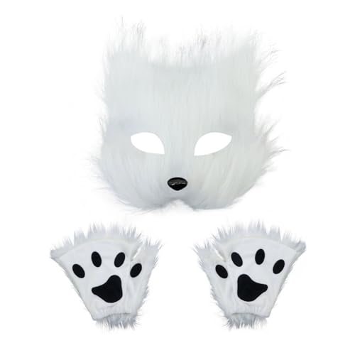 Katzen Füchse Maske Und Pfoten Handschuhe Set Pelz Therianer Maske Halloween Animal Cosplay Kostümzubehör Katzen Füchse Und Pfotenhandschuhe Set Katzen Füchse Maske Und Pfoten Handschuhe Set Pelz Therianer Maske Halloween Animal Cosplay Kostümzubehör Katzen Füchse Und Pfotenhandschuhe Set von YIZITU