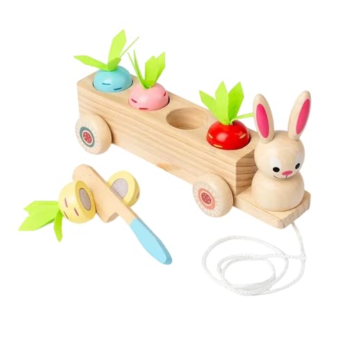 Lebendige Hölzerne Kaninchen Ziehen Spielzeug In Kombination Mit Karottenpickelaktivitäten Die Feinmotorische Fähigkeiten Fördern Und Pädagogischer Spaß Für Kinder Kinderschüler Karottenziehspiel von YIZITU